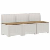 vidaXL - Tuinbank - 3-zits - Met kussens - Rattan look - Wit met taupe zitkussen