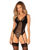 Obsessive Nesari Korset en String - Zwart