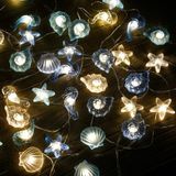 Merkloos Outdoor Indoor Batterij Aangedreven Strand Thema Decor Nautische Badkamer Decor Accessoires Led String Lights - Slaapkamer Kerstboom Halloween Decoraties Onder De Zee Schelpen klaslokaal inrichting