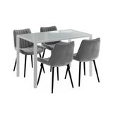 Vicco Ensemble de table à manger "Grand", Blanc 120 x 70 cm | avec 4 chaises (grises)