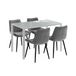 Vicco Ensemble de table à manger "Grand", Blanc 120 x 70 cm | avec 4 chaises (grises)
