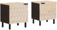vidaXL Nachtkastje - Set van 2 - Wit - Massief Mango Hout - 40 x 33 x 46 cm