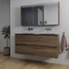 Saniclass Chaci Badkamermeubelset - 120x46x55cm - keramische wastafel zwart - 2 wasbakken - zonder kraangaten - 2 lades - spiegelkast - noten (hout)