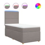vidaXL Boxspringbed met matras, taupekleurig, 140x200 cm, met stoffen bekleding
