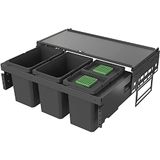 VAUTH-SAGEL Envi Space inbouw vuilnisemmer 4 vakken, volledig uittrekbaar afvalemmer met demping en geïntegreerde zelfsluitende sluiting, 1 x 16, 1 x 22 en 2 x 10 liter, kunststof, lavagrijs