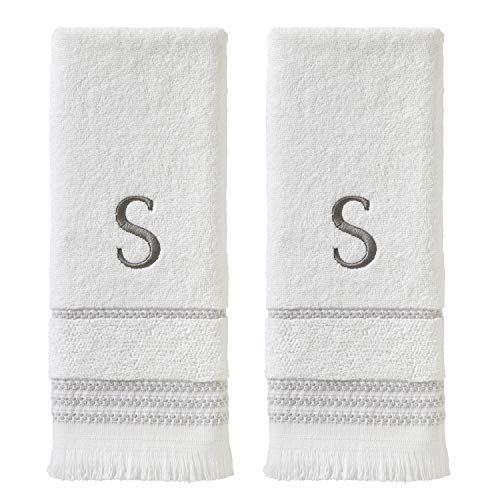 SKL Home Casual Monogram Handdoekenset - Wit - 2 stuks