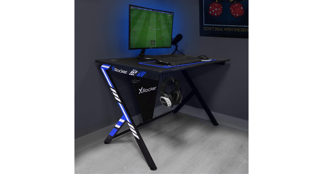 X Rocker X-Rocker Ocelot Gaming Bureau - Esports - Carbon look - Zwart - Blauw