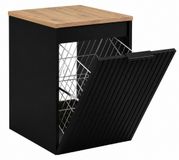 3xE living Meuble de salle de bain suspendu avec panier à linge, noir / chêne clair (style Craft)