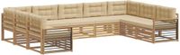 vidaXL Hoek loungeset 9-delig Wit en Beige Massief Acaciahout