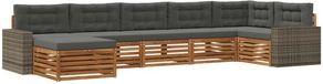 vidaXL Hoek loungeset 7-delig Naturel et Anthracite Acacia Bois