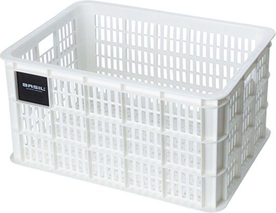 Basil Fietskrat L - 40 Liter - Wit - Gerecycled Materiaal - MIK-Systeem