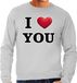 Bellatio Decorations Shoppartners Bv I love you sweater voor heren - grijs - S
