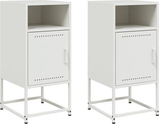 vidaXL Nachtkastjes - Set van 2 - Wit - Staal