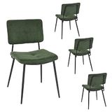 MEUBLE COSY Eetkamerstoelen, set van 4 keukenstoel, retro, met rugleuning, gestoffeerd, van stof, metalen poten, voor keuken, woonkamer, slaapkamer, groen, 54x45x82cm