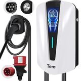 Tera EV Oplader Type 2 Wallbox: Oplaadstation Elektrisch Voertuig 11kW Driefasig, 16A 400V met Controleerbaar Digitaal Display, 7 Meter Oplaadkabel, Oplader Wandhouder voor EVs PHEVs