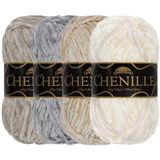 JubileeYarn Chenille Garen - Worsted Gewicht - 100g/Skein - Tinten Wit - 4 Strengen