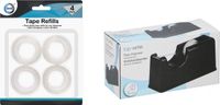 Topwrite Shoppartners Bv Plakband dispenser/rolhouder - zwart - verzwaard - 15 x 6 x 7 cm - met 4x rolletjes plakband