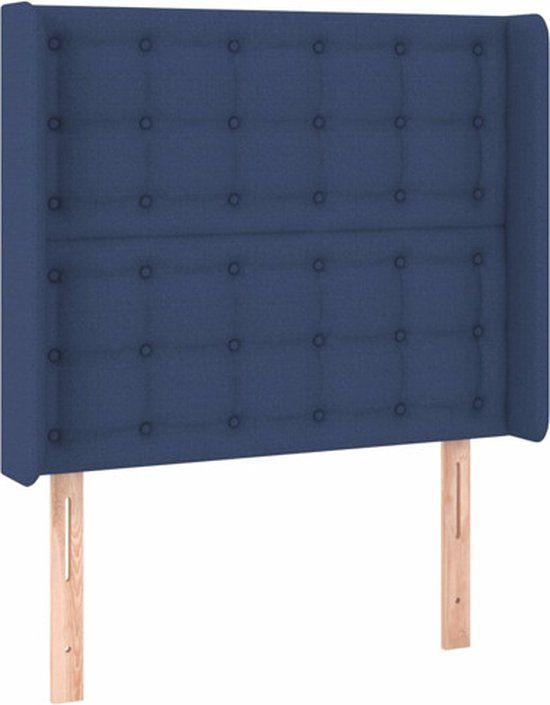 VidaXL Hoofdbord met Randen 103x16x118/128 cm Stof Blauw