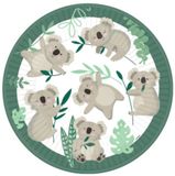 Vegaoo RIETHMULLER - 8 kartonnen koala borden 23 cm, eucalyptus decoratie