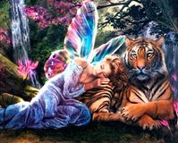 JBL Unique Diamond Painting Volwassenen - Diamond Painting Elfje met Tijger- 40x50cm