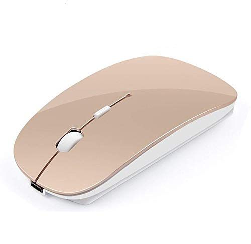 SUAVER Bluetooth muis geruisloze draadloze muis, draagbare muis met oplaadbare draadloze USB-muis, DPI-instelling 800/1200/1600 voor PC, Mac, MacBook, iMac, laptop, tablet (goud)