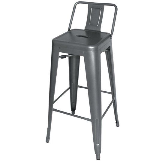 Bolero Stalen Bistro Barkruk Met Rugleuning Grijs (4 Stuks)