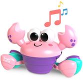BRIGHT STARTS Babyspeelgoed 6M+ Muzikale krab om achteraan te jagen, speelgoed voor grove en fijne motoriek, obstakelsensoren, roze