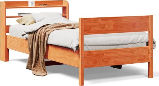 vidaXL Bedframe - Massief Grenenhout - Wasbruin - 75x190 cm