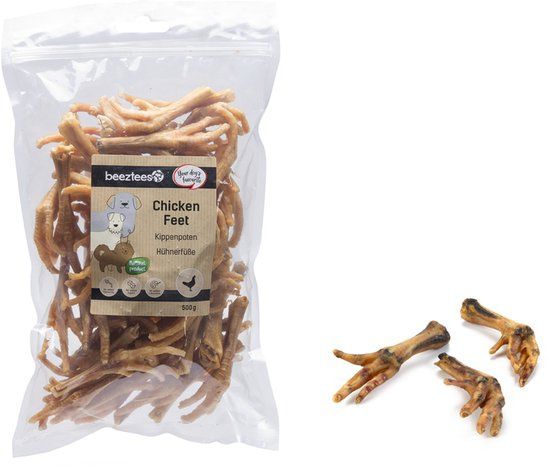 Beeztees Kippenpoten - Hondensnack - Kauwsnack - Voordeelverpakking - 500 gram