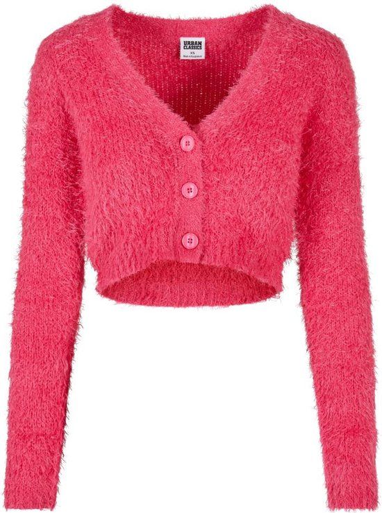 Urban Classics Cropped Feather Cardigan - Women's - 5XL - Pink