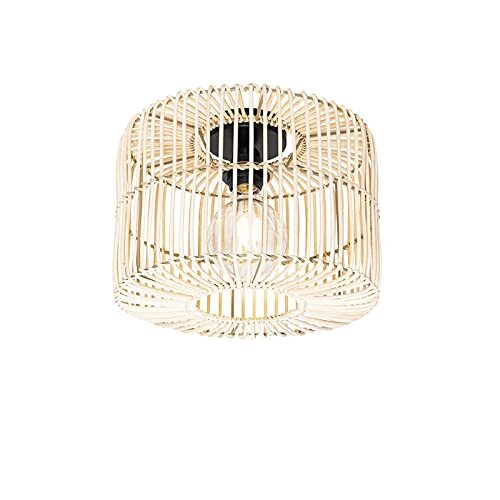 QAZQA - Oosters Oosterse plafondlamp zwart rotan - Maud | Woonkamer | Slaapkamer | Keuken - Rotan Rond - E27 Geschikt voor LED - Max. 1 x 40 Watt