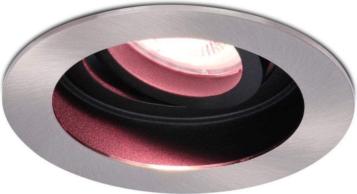HOFTRONIC Smart - Smart WiFi LED inbouwspot 5,5W RVS Mesa - Dimbaar - Kantelbaar - RGBWW - IP20 - 400lm - Bedienbaar via Smart App - Google Home en Amazon Alexa