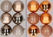 Merkloos / Sans marque Billiet - Vanlaere Kunststof kerstballen - 12x - champagne en koper - 8 cm - kunststof - mat glans glitter - onbreekbaar