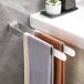 Porte-serviettes d'angle double - Inox 304 montage mural - Salle de bain & Cuisine 39 cm - Argent