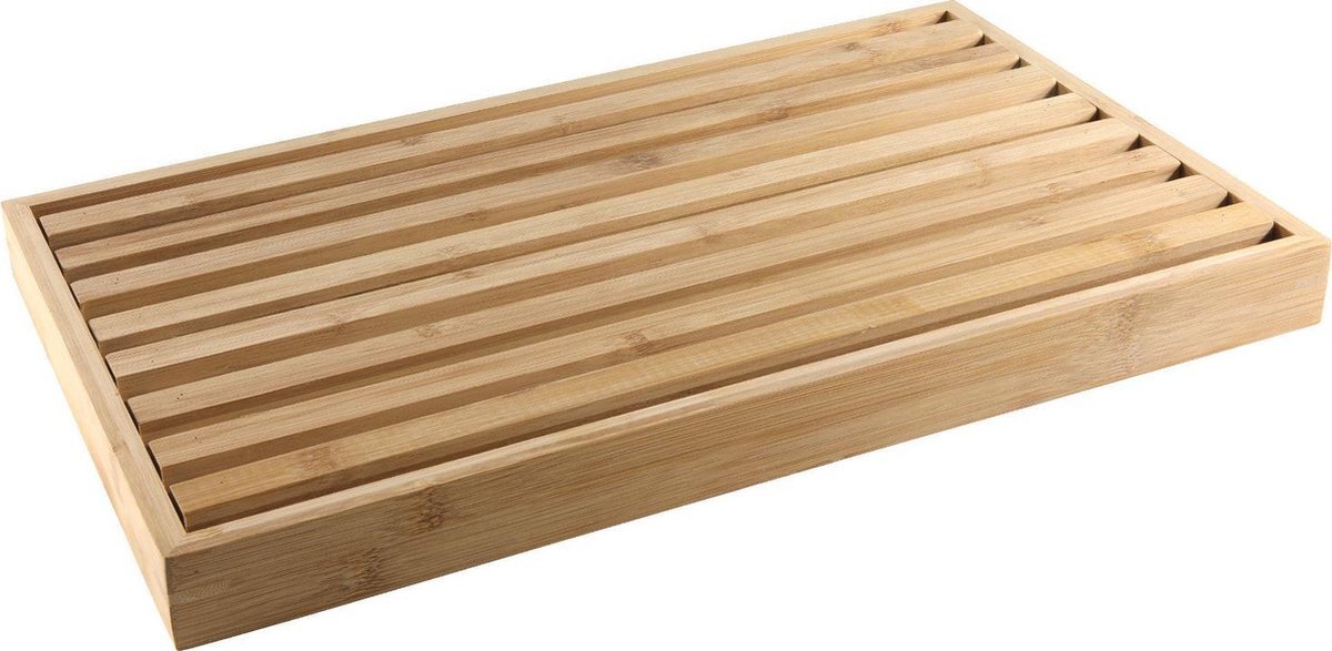 Svenska Living Bamboe houten brood snijplank met kruimel opvangbak bruin 42 cm - Broodplanken met kruimelvanger