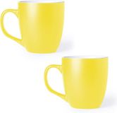 Merkloos / Sans marque Makito Western Europe Koffie Drinkbeker/mok - 2x - geel - 440 ml - Keramiek