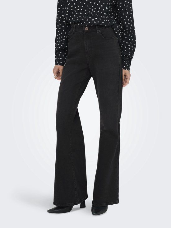 ONLY - ONLLANA HW RETRO FLARED DNM BOX - Meisjes - Jeans - S/32 - Katoen/Polyester/Viscose - Flared Fit - High Waist - Washed Black
