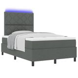 vidaXL - Boxspring bed met matras met LED Donkergrijs 120 x 190 cm Stof