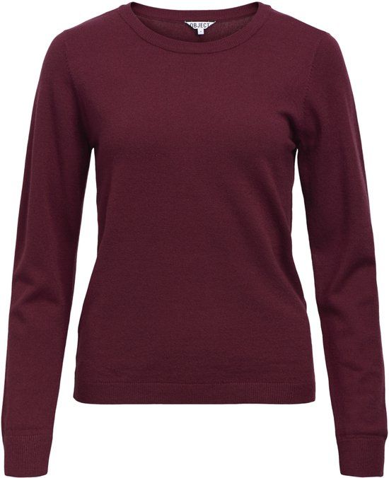 Object Trui Objthess L/s O-neck Knit Pullover N 23034469 Windsor Wine/melange Dames Maat - XL