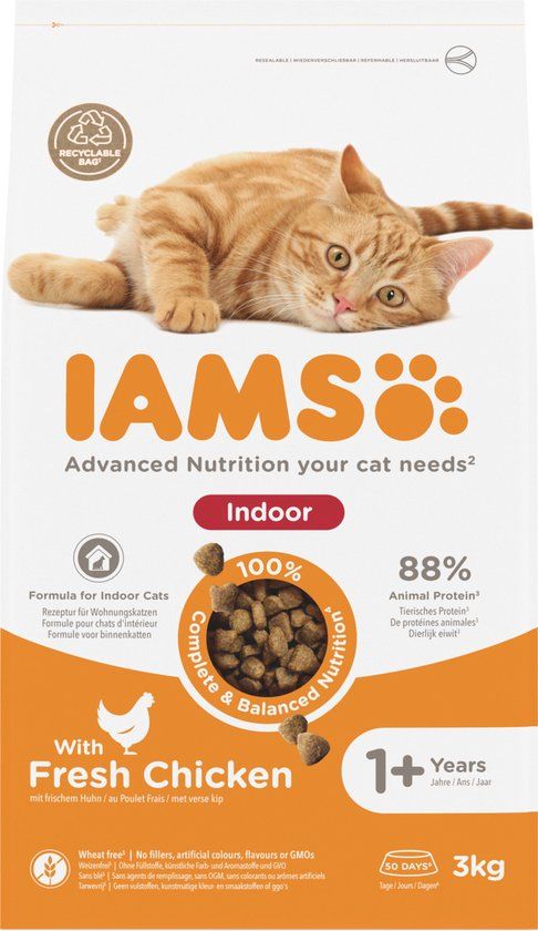 IAMS Adult Indoor kattenvoer 3 kg