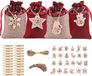 oCreon Adventskalender Adventskalender zakjes - 24 Adventskalender hangende tas - Kerstcadeauzakjes - Kerstkalender knutselset - DIY zakjes - Met 24 digitale etiketten