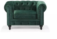 Beliani Fauteuil fluweelstof groen CHESTERFIELD