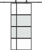 vidaXL Schuifdeur met beslagset, 90x205 cm, gehard glas, zwart