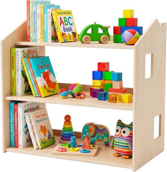Merkloos Kinderboekenkast - 59 x 61 x 39 cm - Natuurlijk Lichtbruin MDF
