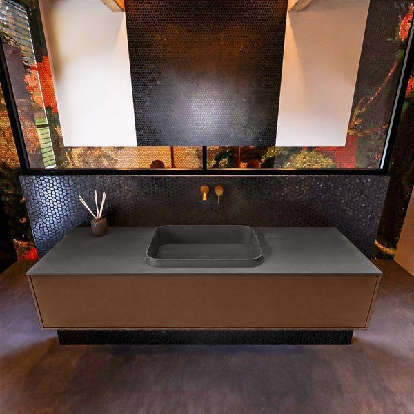 Mondiaz ERIN 150cm badmeubelset onderkast Rust met 1 lade Wastafel RIDGE Dark grey ERIN11813
