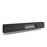 Skraut Home TV-Meubel, Lowboard, Woonkamer, Eetkamer, 317x45x35 cm, Elektrische haard XXL, Hangend, Moderne stijl, Zwart