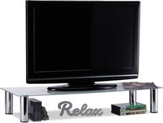 Relaxdays tv-tafel - monitorstandaard - televisie tafel wit - schermverhoger tv-verhoging