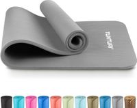 Tunturi NBR Yogamat Anti-Slip - Fitnessmat Extra Dik & Zacht - Sportmat - 180x60x1.5cm - Incl. Trainingsapp - Grijs