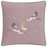 Paoletti Moonlit Flight Geborduurde Fluwelen Kussenhoes - Dusty Pink - 45x45cm