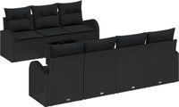 vidaXL Tuinbank Set 8-delig Zwart Poly Rattan